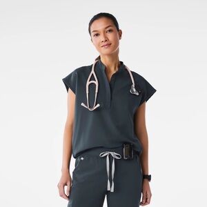 Figs Rafaela Oversized scrub top in Dark Harbor
